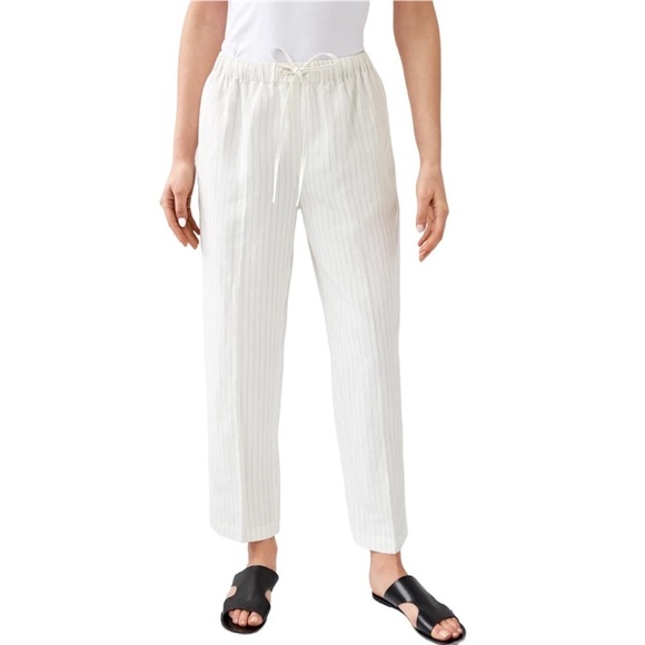 Aritzia Pants - Aritzia Group by Babaton Jimmy Pant White Pinstripe Linen Sz S